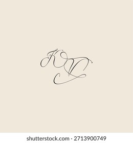 minimalist style curve monogram elegant concept logo letter initial royal design KV