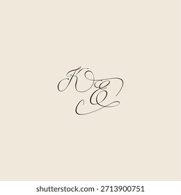 minimalist style curve monogram elegant concept logo letter initial royal design KE