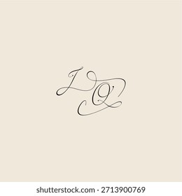 estilo minimalista curva monograma concepto elegante logo letra inicial diseño real JQ
