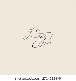 minimalist style curve monogram elegant concept logo letter initial royal design JG