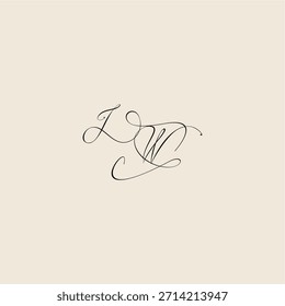 minimalist style curve monogram elegant concept logo letter initial royal design IW
