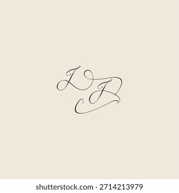 minimalist style curve monogram elegant concept logo letter initial royal design IJ