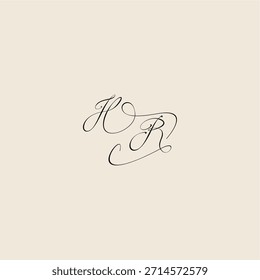 minimalist style curve monogram elegant concept logo letter initial royal design HR