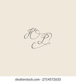 minimalist style curve monogram elegant concept logo letter initial royal design HP