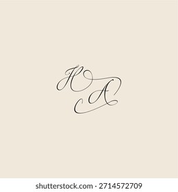 minimalist style curve monogram elegant concept logo letter initial royal design HA
