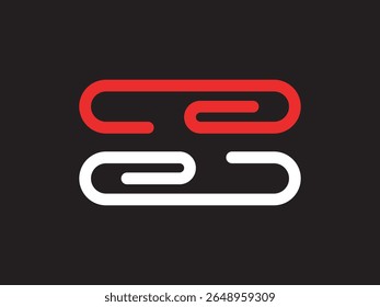 Minimalist Style Double Paperclip Illustration Red and White Stationary Icon