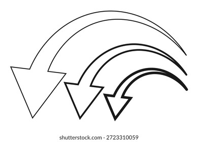 Estilo minimalista Abajo Flecha de puntero izquierdo Elemento gráfico de signo de navegación
