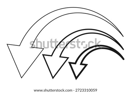 Minimalist Style Down Left Pointing Arrow Navigation Sign Graphic Element