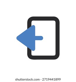Icono de salida de estilo minimalista presenta una flecha azul que apunta a la izquierda. Este signo se coloca sobre un fondo blanco.