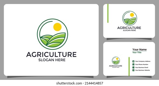minimalist style farm logo with business card