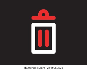 Minimalist Style Flat Design Trash Bin Garbage Can Container Icon