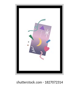 Minimalist style geometric abstract illustration for wall decoration, postcard cover design, or brochure, vector EPS10