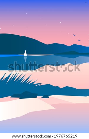 Similar – Image, Stock Photo Mountain lake shore with reeds and water reflection