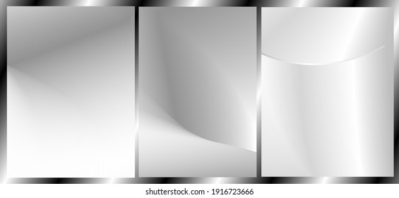 Minimalist style gradient art backgrounds with grey metallic color tone. Conceptual soft, smooth lines abstract background. Web banner, brochure, flyer cover design.