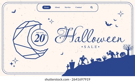 Minimalist style of Halloween sale banner design