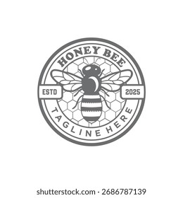Minimalist style honey bee vector logo design