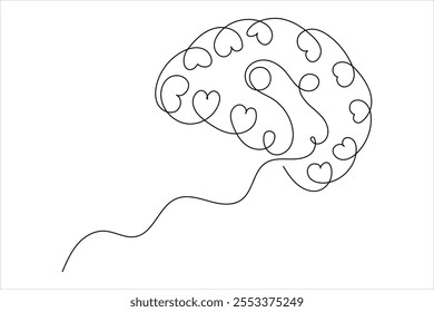 Estilo minimalista cérebro humano contínuo um desenho de linha de isolado contorno vetor ícone