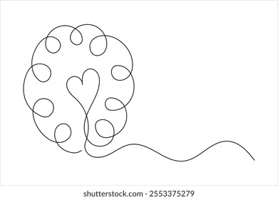 Estilo minimalista cerebro humano continuo una línea de dibujo de Vector de contorno aislado icono