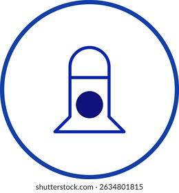 Minimalist Style Icon Depicting Rocket Launch in Circular Frame Isolated on White