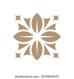 Estilo minimalista chispa de hoja o patrón de flores mandala Vector diseño de logotipo