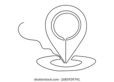 Minimalist style location icon continuous one line art outline design