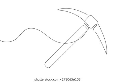 Ícone de picareta de estilo minimalista criado com ilustração de contorno isolado de desenho contínuo de uma linha