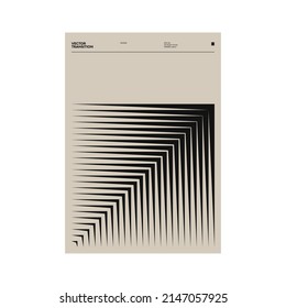 Minimalist style poster design layout with Swiss aesthetics graphics and Helvetica typography with abstract geometric forms and vector shapes. 
