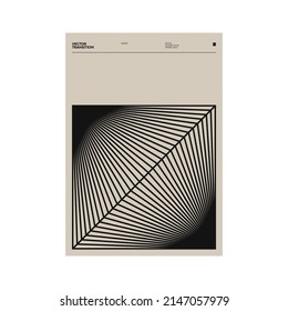 Minimalist style poster design layout with Swiss aesthetics graphics and Helvetica typography with abstract geometric forms and vector shapes. 