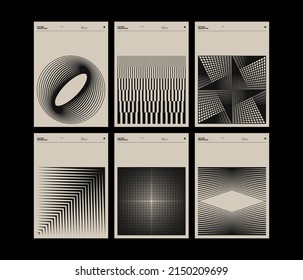 Minimalist style poster design layout with Swiss aesthetics graphics and Helvetica typography with abstract geometric forms and vector shapes. 