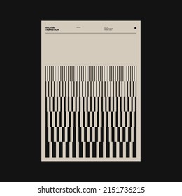 Minimalist style poster design layout with Swiss aesthetics graphics and Helvetica typography with abstract geometric forms and vector shapes. 