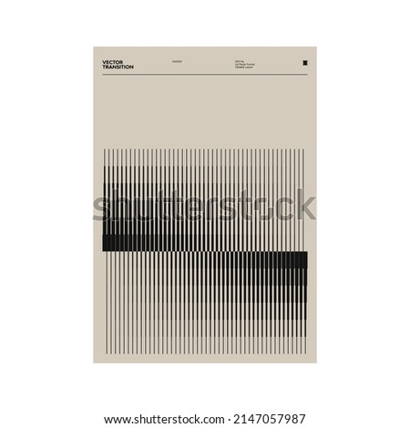 Minimalist style poster design layout with Swiss aesthetics graphics and Helvetica typography with abstract geometric forms and vector shapes. 