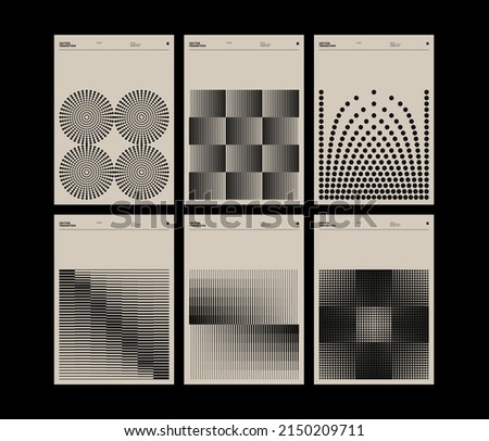 Minimalist style poster design layout with Swiss aesthetics graphics and Helvetica typography with abstract geometric forms and vector shapes. 