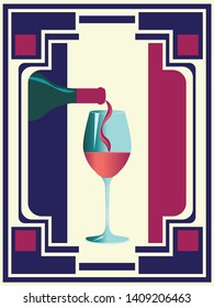 Minimalist style poster with glass and bottle of wine design.
