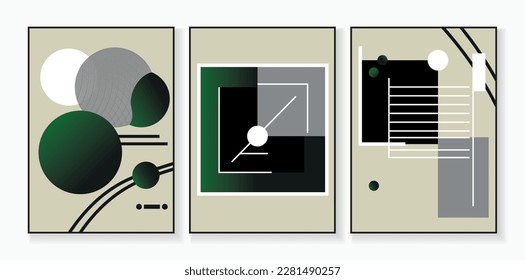 Afiches de estilo minimalista con elementos geométricos. Elementos vectores, colores simples con gradiente.