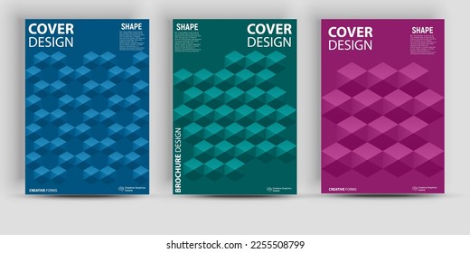 Minimalist style premium placard layout bundle. Tile geometric elements backdrop vertical cover design. Corporate report cover abstract geometric illustration design layout bundle.