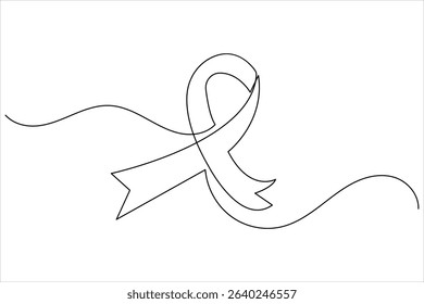 Minimalist style ribbon in continuous one line drawing with isolate outline illustration