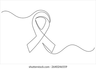 Minimalist style ribbon in continuous one line drawing with isolate outline illustration