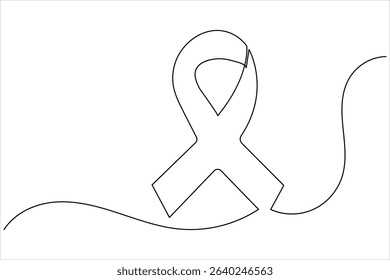 Minimalist style ribbon in continuous one line drawing with isolate outline illustration