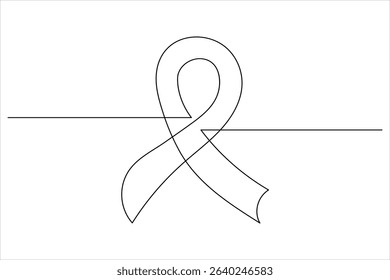 Minimalist style ribbon in continuous one line drawing with isolate outline illustration