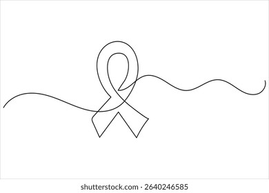 Minimalist style ribbon in continuous one line drawing with isolate outline illustration