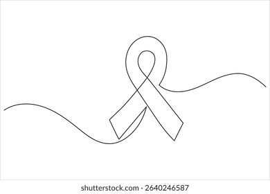 Minimalist style ribbon in continuous one line drawing with isolate outline illustration