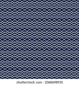 Estilo minimalista fondo sin fisuras con líneas blancas formando ornamento de rhombus geométrico sobre fondo azul