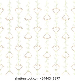 Minimalist style seamless vector with floral elements.