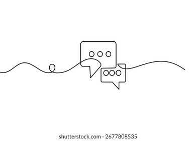 Minimalist style speech bubble outline vector illustration with continuous one line drawing design