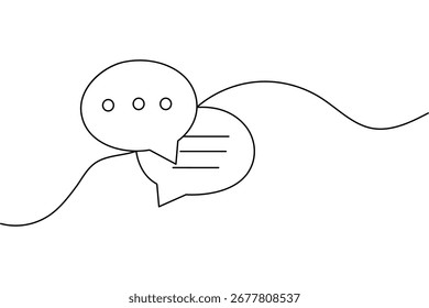 Estilo minimalista de la burbuja del discurso de la Ilustración vectorial del contorno con el diseño continuo del dibujo de una línea