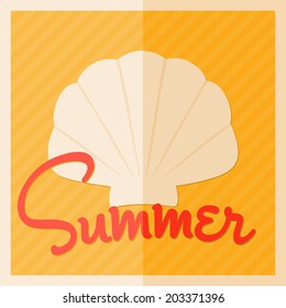 Minimalist style summer design poster with in bright yellow, white and red.