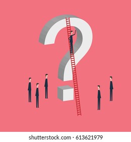 Minimalist style vector business finance  concept. businessman and question mark. Problem, confusion and challenge . Flat design. - Shutterstock ID 613621979