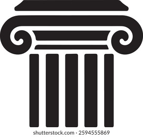 A minimalist style vector illustration of a simplified "pillar" silhouette with a white background. The pillar has a circular base and a square top.