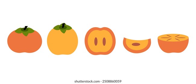 Minimalist style vector persimmons clipart collection. Perfect art for stickers, poster, label, sale, card. Hand drawn illustration for decor and design.


