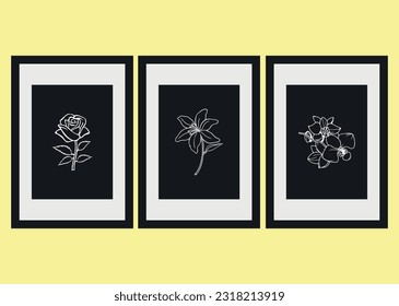 Decoración minimalista en las paredes de flores